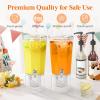 Lifewit 1 Gallon (128 OZ) Drink Dispensers for Parties 2 Pcs, 4L Plastic Beverage Containers with Stand for Juice/Tea/Soda/Water, Clear Ice Lemonade Dispensers with Lid & Leak-proof Spigot