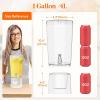 Lifewit 1 Gallon (128 OZ) Drink Dispensers for Parties 2 Pcs, 4L Plastic Beverage Containers with Stand for Juice/Tea/Soda/Water, Clear Ice Lemonade Dispensers with Lid & Leak-proof Spigot