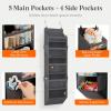 Lifewit 1 Pack Over the Door Organizer, Clear Window Hanging Storage with 4 Mesh Side Pockets, Anti Tilt 40 lbs Load Behind Door for Pantry, Nursery, Bathroom, Bedroom, Dorm, 5 Section, Gray(Gray)
