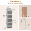 Lifewit 1 Pack Over the Door Organizer, Clear Window Hanging Storage with 4 Mesh Side Pockets, Anti Tilt 40 lbs Load Behind Door for Pantry, Nursery, Bathroom, Bedroom, Dorm, 5 Section, Gray(Light Gray)