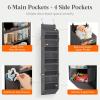 Lifewit 1 Pack Over the Door Organizer, Clear Window Hanging Storage with 4 Mesh Side Pockets, Anti Tilt 40 lbs Load Behind Door for Pantry, Nursery, Bathroom, Bedroom, Dorm, 5 Section, Gray(Grey)