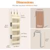 Lifewit 1 Pack Over the Door Organizer, Clear Window Hanging Storage with 4 Mesh Side Pockets, Anti Tilt 40 lbs Load Behind Door for Pantry, Nursery, Bathroom, Bedroom, Dorm, 5 Section, Gray(Beige)