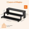 Lifewit 12 Inch Perfume Stand Organizer, 3 Tier Plastic Display Riser for Makeup, Skincare Vanity Storage, Cupcake, Figurine Holder, Bathroom, Bedroom, Room Decor, Clear, 1 Pack(Black)