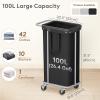 Lifewit 150L Large Laundry Basket with Wheels, Tall 2 Section Laundry Hamper Organizer, Rolling Laundry Cart with Steel Frame & Removable Bag for Luandry Room Bathroom Bedroom, White(Black)