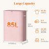 Lifewit 165L Laundry Basket with Lid, Large Laundry Hamper with Plastic Handles and Removable Bag, Foldable Tall Dirty Clothes Hampers for Laundry for Laundry Room, Bedroom, Bathroom, Dorm, Beige(Pink)