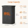 Lifewit 165L Laundry Basket with Lid, Large Laundry Hamper with Plastic Handles and Removable Bag, Foldable Tall Dirty Clothes Hampers for Laundry for Laundry Room, Bedroom, Bathroom, Dorm, Beige(Dark Gray)