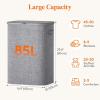 Lifewit 165L Laundry Basket with Lid, Large Laundry Hamper with Plastic Handles and Removable Bag, Foldable Tall Dirty Clothes Hampers for Laundry for Laundry Room, Bedroom, Bathroom, Dorm, Beige(Light Gray)