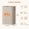 Lifewit 165L Laundry Basket with Lid, Large Laundry Hamper with Plastic Handles and Removable Bag, Foldable Tall Dirty Clothes Hampers for Laundry for Laundry Room, Bedroom, Bathroom, Dorm, Beige(Beige)