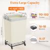 Lifewit 165L Laundry Basket with Wheels, Large Heavy Duty Commercial Rolling Laundry Hamper with Handles, Tall Steel Frame Laundry Cart for Laundry Room Bedroom Hotel Home Dorm, White(White)