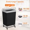 Lifewit 165L Laundry Basket with Wheels, Large Heavy Duty Commercial Rolling Laundry Hamper with Handles, Tall Steel Frame Laundry Cart for Laundry Room Bedroom Hotel Home Dorm, White(Black)