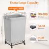 Lifewit 165L Laundry Basket with Wheels, Large Heavy Duty Commercial Rolling Laundry Hamper with Handles, Tall Steel Frame Laundry Cart for Laundry Room Bedroom Hotel Home Dorm, White(Sliver Gray)