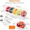Lifewit 2 Pack Ice Chilled Condiment Caddy with 5 Containers(2.5 cup), Condiment Server with Separate Lids, Serving Tray Platter for Bar Accessories, Fruit, Salad, Taco, Party Garnish(1)