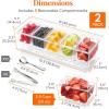 Lifewit 2 Pack Ice Chilled Condiment Caddy with 5 Containers(2.5 cup), Condiment Server with Separate Lids, Serving Tray Platter for Bar Accessories, Fruit, Salad, Taco, Party Garnish(2)
