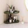Lifewit 2-Tier Corner Bathroom Counter Organizer, Plastic Makeup Skincare Organizers Storage Countertop, Large Sink Cosmetic Perfume Shelf for Bedroom, Dresser, Kitchen, Vanity, Clear(Green)