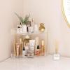 Lifewit 2-Tier Corner Bathroom Counter Organizer, Plastic Makeup Skincare Organizers Storage Countertop, Large Sink Cosmetic Perfume Shelf for Bedroom, Dresser, Kitchen, Vanity, Clear(Clear)