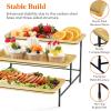 Lifewit 3 Tier Bamboo Serving Tray for Party Supplies, 12″ x 6.5″ Platters for Serving Food, Reusable Trays with Black Metal Display Stand for Veggie, Fruit, Cookies, Dessert(Black)
