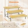 Lifewit 3 Tier Bamboo Serving Tray for Party Supplies, 12″ x 6.5″ Platters for Serving Food, Reusable Trays with Black Metal Display Stand for Veggie, Fruit, Cookies, Dessert(Black)