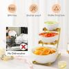 Lifewit 3 Tier Plastic Serving Bowls with Metal Stand, Chips and Dip Serving Tray Set for Entertaining Party, Crack-Proof Serving Platters for Fruit/Salad/Snack/Dessert Appetizer/Candy, Gold(Gold)