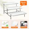 Lifewit 3 Tier Serving Tray, 12″ x 6.5″ White Plastic Tiered Food Serving Platters, Tiered Tray Stand for Party with Black Collapsible Metal Stand, Dessert Display Stands for Cookies, Crackers(12″ x 6.5″)