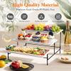 Lifewit 3 Tier Serving Tray, 12″ x 6.5″ White Plastic Tiered Food Serving Platters, Tiered Tray Stand for Party with Black Collapsible Metal Stand, Dessert Display Stands for Cookies, Crackers(14″ x 6.5″)