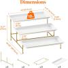Lifewit 3 Tier Serving Tray for Party, 12″ x 6.5″ Plastic Tiered Food Serving Platters, White Rotatable Tiered Tray Stand with Gold Collapsible Metal Stand, Dessert Table Display Set for Buffet(14″ x 6.5″)