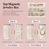 Lifewit 360° Rotating Jewelry Box, Top Magnetic Box wth Mirror, 2 Sides Plus 2 Large Drawers, Jewelry Organizer and Storage Case for Ring Necklace Earring Bracelet, Gift Idea, Creamy White(Creamy White)