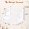 Lifewit 4 Tier Clear Display Riser Stand with Decorative Secure Fences, Tool-free Assembly, Plastic 12 Inch Perfume Organizer, Display for Figures, Cupcake, Dessert, 1-pack(White)