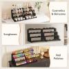 Lifewit 4 Tier Clear Display Riser Stand with Decorative Secure Fences, Tool-free Assembly, Plastic 12 Inch Perfume Organizer, Display for Figures, Cupcake, Dessert, 1-pack(Black)