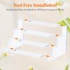 Lifewit 4 Tier Clear Display Riser Stand with Decorative Secure Fences, Tool-free Assembly, Plastic 12 Inch Perfume Organizer, Display for Figures, Cupcake, Dessert, 1-pack(White)