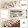Lifewit 4 Tier Clear Display Riser Stand with Decorative Secure Fences, Tool-free Assembly, Plastic 12 Inch Perfume Organizer, Display for Figures, Cupcake, Dessert, 1-pack(White)