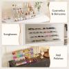 Lifewit 4 Tier Clear Display Riser Stand with Decorative Secure Fences, Tool-free Assembly, Plastic 12 Inch Perfume Organizer, Display for Figures, Cupcake, Dessert, 1-pack(Transparent)