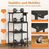 Lifewit 4 Tier Printer Stand with 3 Power Outlets, Wheels and Adjustable Storage Shelf for Home Office, Rolling Printer Cart for Shredder, Scanner, Fax, Hold 340lbs, Rustic Brown(Black)