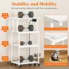 Lifewit 4 Tier Printer Stand with 3 Power Outlets, Wheels and Adjustable Storage Shelf for Home Office, Rolling Printer Cart for Shredder, Scanner, Fax, Hold 340lbs, Rustic Brown(White)