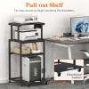 Lifewit 4 Tier Printer Stand with 3 Power Outlets, Wheels and Adjustable Storage Shelf for Home Office, Rolling Printer Cart for Shredder, Scanner, Fax, Hold 340lbs, Rustic Brown(Black)