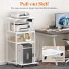 Lifewit 4 Tier Printer Stand with 3 Power Outlets, Wheels and Adjustable Storage Shelf for Home Office, Rolling Printer Cart for Shredder, Scanner, Fax, Hold 340lbs, Rustic Brown(White)