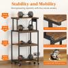 Lifewit 4 Tier Printer Stand with 3 Power Outlets, Wheels and Adjustable Storage Shelf for Home Office, Rolling Printer Cart for Shredder, Scanner, Fax, Hold 340lbs, Rustic Brown(Rustic Brown)