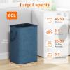 Lifewit 80L Large Tall Laundry Hamper, Collapsible Laundry Basket with Handles, Foldable Clothes Hampers for Laundry, Portable Dirty Clothes Hamper for Dorm College Bedroom Bathroom, Light Gray(Dark Blue)