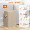 Lifewit 80L Large Tall Laundry Hamper, Collapsible Laundry Basket with Handles, Foldable Clothes Hampers for Laundry, Portable Dirty Clothes Hamper for Dorm College Bedroom Bathroom, Light Gray(Beige)