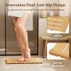 Lifewit Bamboo Bath Mat for Non Slip, Foldable Indoor & Outdoor Floor Mat for Bathroom，Waterproof Shower Mat for Sauna Spa, Pool, Hold 300lbs, 23″ x 14″, Wood, 1 Pcs(Wood)