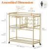 Lifewit Bar Cart for The Home, 3 Tier Drink Cart with Lockable Wheels, 12 Wine Rack and 3 Rows Glass Holders, Liquor Serving Cart for Livingroom, 80 x 33.2 x 86 cm/31.6 x 13.1 x 33.9 inch Gold(Gold)
