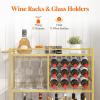 Lifewit Bar Cart for The Home, 3 Tier Drink Cart with Lockable Wheels, 12 Wine Rack and 3 Rows Glass Holders, Liquor Serving Cart for Livingroom, 80 x 33.2 x 86 cm/31.6 x 13.1 x 33.9 inch Gold(Gold)