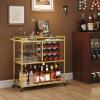 Lifewit Bar Cart for The Home, 3 Tier Drink Cart with Lockable Wheels, 12 Wine Rack and 3 Rows Glass Holders, Liquor Serving Cart for Livingroom, 80 x 33.2 x 86 cm/31.6 x 13.1 x 33.9 inch Gold(Gold)
