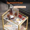 Lifewit Bar Cart for The Home, 3 Tier Rolling Wine Cart, Drink Serving Cart with Lockable Wheels, Mini Liquor Utility Cart for Dining Living Room, 43 x 30 x 81.5 cm/17x 11.8 x 32.1 inch, Gold(Gold)