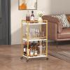 Lifewit Bar Cart for The Home, 3 Tier Rolling Wine Cart, Drink Serving Cart with Lockable Wheels, Mini Liquor Utility Cart for Dining Living Room, 43 x 30 x 81.5 cm/17x 11.8 x 32.1 inch, Gold(Gold)