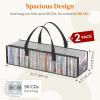 Lifewit CD Storage Bags, Clear PVC Plastic CD Case Holder with Handles, Front Window Zipper Design, Stackable Media Organizer Box for Albums, Hold up to 100 Pcs CDs (50 Each), 2 Pack(2)