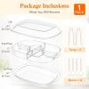Lifewit Chilled Serving Tray for Parties, 15” Divided Shrimp Cocktail Serving Dish with Lid, Plastic Taco Bar Platter, Ice Serving Bowl for Veggie, Fruit, Salad, Mimosa Bar Supplies in Party/Buffet(2)