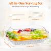 Lifewit Chilled Serving Tray for Parties, 15” Divided Shrimp Cocktail Serving Dish with Lid, Plastic Taco Bar Platter, Ice Serving Bowl for Veggie, Fruit, Salad, Mimosa Bar Supplies in Party/Buffet(1)