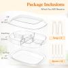 Lifewit Chilled Serving Tray for Parties, 15” Divided Shrimp Cocktail Serving Dish with Lid, Plastic Taco Bar Platter, Ice Serving Bowl for Veggie, Fruit, Salad, Mimosa Bar Supplies in Party/Buffet(1)