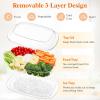 Lifewit Chilled Serving Tray for Parties, 15” Divided Shrimp Cocktail Serving Dish with Lid, Plastic Taco Bar Platter, Ice Serving Bowl for Veggie, Fruit, Salad, Mimosa Bar Supplies in Party/Buffet(2)