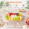 Lifewit Chilled Serving Tray for Parties, 15” Divided Shrimp Cocktail Serving Dish with Lid, Plastic Taco Bar Platter, Ice Serving Bowl for Veggie, Fruit, Salad, Mimosa Bar Supplies in Party/Buffet(1)